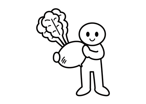 棒人間-大きなカブを持つ 棒人間,カブ,大きい,持つ,野菜,株,投資,資産,運用,人間のイラスト素材
