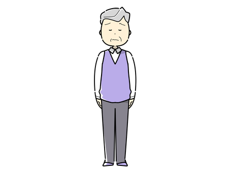 直立する悲しい全身おじいさん 全身,おじいさん,悲しい,老人,高齢者,祖父,シニア,年寄り,白髪,高齢のイラスト素材