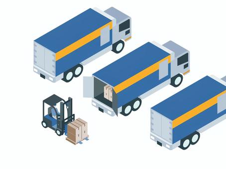 アイソメトリック_運送業 アイソメトリック_運送業 アイソメトリック,立体,アイソメ,フォークリフト,作業,機械,人物,運転,操作,作業員のイラスト素材