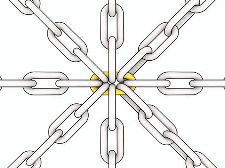 鎖の交差点 チェーン,3d,cg,鎖,結束,放射,連結,対称性,幾何学,金属のイラスト素材