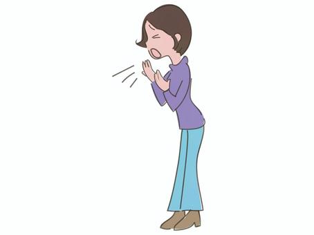 晩秋・冬 寒さで風邪・くしゃみをする女性 寒さ,風邪,冬,秋,女性,くしゃみ,悪寒,北風,寒波のイラスト素材