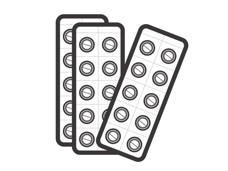 薬（錠剤・シート３枚）01-03 薬,錠剤,ブリスターパック,ptpシート,薬局,病院,病気,治療,アイコン,マークのイラスト素材