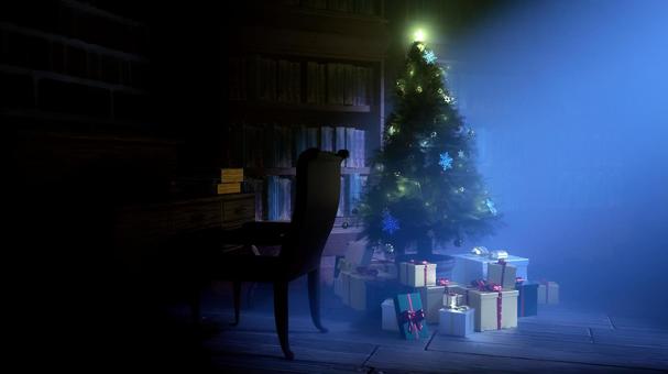 図書室の片隅の奇跡 クリスマス,クリスマスツリー,クリスマスイブ,オーナメント,植物,木,プレゼント,雪の結晶,装飾,3dのイラスト素材