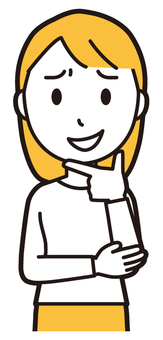  ロングヘア女性(黄)-519-バスト 薄笑い,女性,女の子,人物,かわいい,表情,感情,悪人,悪い,悪事のイラスト素材