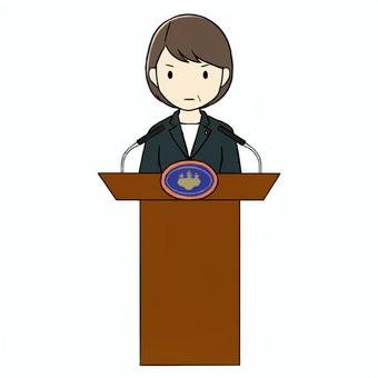 女性総理大臣のイメージ 内閣総理大臣,女性,首相,総理,大臣,日本,政府,記者会見,演台,スーツのイラスト素材