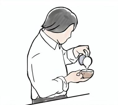 ラテアートをする人 パティシエ,製菓衛生師,製菓,白衣,コック服,学生,専門学生,職業,プロ,技術のイラスト素材