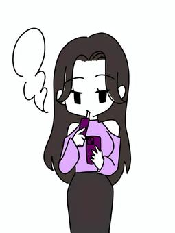 電子タバコを吸う女の子