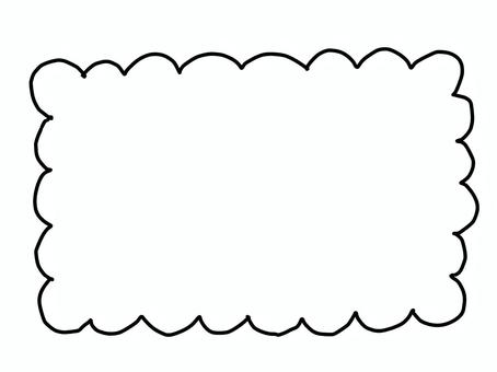 手描きの雲風ふわふわフレーム フレーム,枠,雲,もこもこ,手描き,シンプル,モノクロ,囲み枠,かわいい,メッセージ枠のイラスト素材