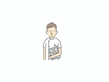 正面を向く男性看護師 看護師,正面,通常,普通,カラー,男性,病院,治療のイラスト素材