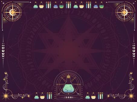 魔法道具フレーム背景18 魔法,魔法道具,ポーション,月,星,不思議,ミステリアス,神秘的,素材,イラストのイラスト素材