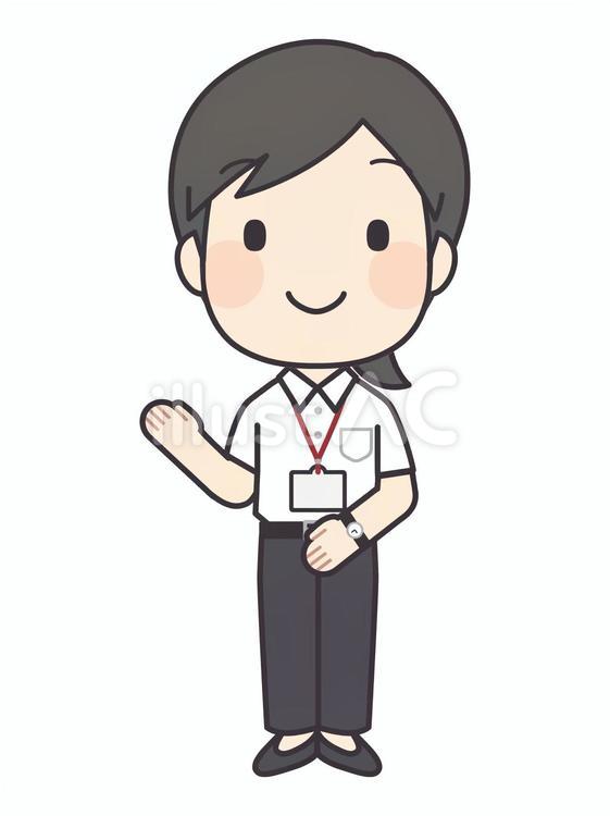 案内する女性社員２（半袖） 女性,会社員,事務員のイラスト素材