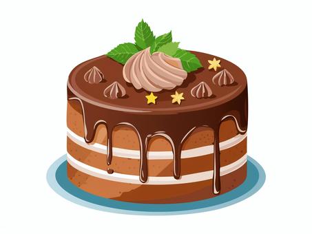 ケーキ8 ケーキ,クリーム,チョコレートケーキ,スポンジ,ホールケーキ,チョコレート,おいしい,おいしそう,かわいい,デコレーションのイラスト素材