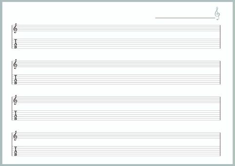 タブ譜＆楽譜／ギター譜面（A4サイズ） タブ譜,tab,タブ,譜面,楽譜,ギター,五線譜,五線紙,音楽,６弦のイラスト素材