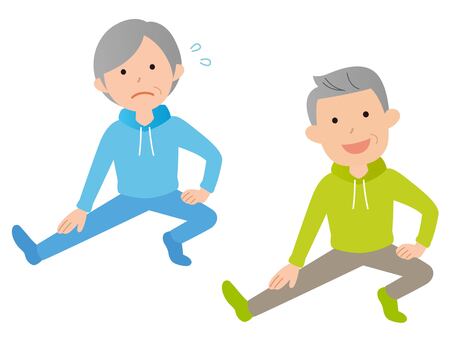 260918.準備運動をするシニア男女 人物,運動,シニア,男女,体操,ストレッチ,男性,女性,スポーツ,屈伸のイラスト素材