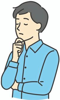 考え事をする男性 人物,男性,悩む,困る,困った,不安,心配,ストレス,迷う,バストアップのイラスト素材