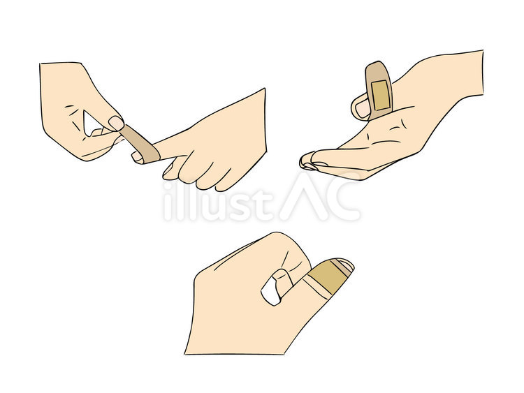 絆創膏を貼る手元 絆創膏,カットバン,手当のイラスト素材