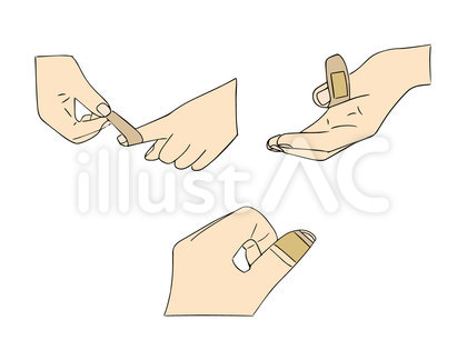 絆創膏を貼る手元