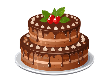 ケーキ9 ケーキ,クリーム,チョコレートケーキ,スポンジ,ホールケーキ,チョコレート,おいしい,おいしそう,かわいい,デコレーションのイラスト素材
