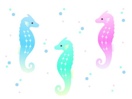 colorful seahorse illustration, , JPG, PNG and AI