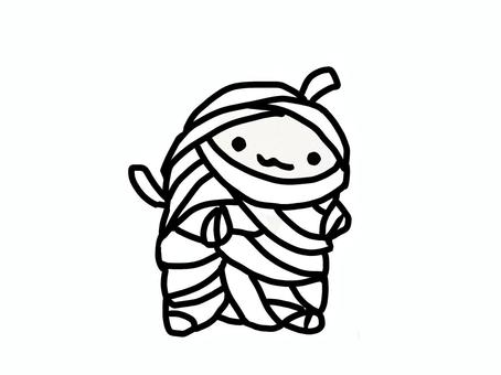 ゆるキャラ〜ミイラ〜 ゆるキャラ,キャラ,キャラクター,手書き,手描き,ホラー,夏,秋,ミイラ,包帯のイラスト素材