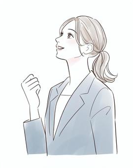 ガッツポーズするスーツ姿の女性 ガッツポーズするスーツ姿の女性 女性,就職活動,転職,求職,仕事,営業,スーツ,リクルート,笑顔,希望のイラスト素材