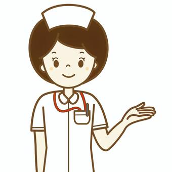 看護婦さん　あちらになります1 看護師,笑顔,白衣,ナース服,ナース,ナースキャップ,医療従事者,医療機関,女性,病院のイラスト素材