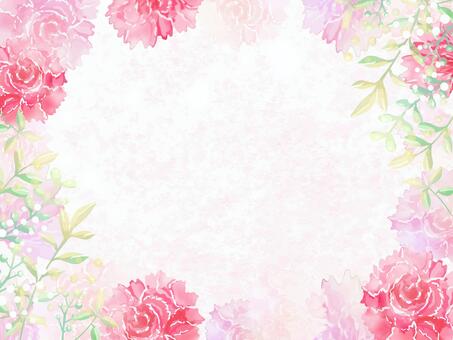 水彩手描きのカーネーションのフレーム背景 カーネーション,母の日,花束のイラスト素材