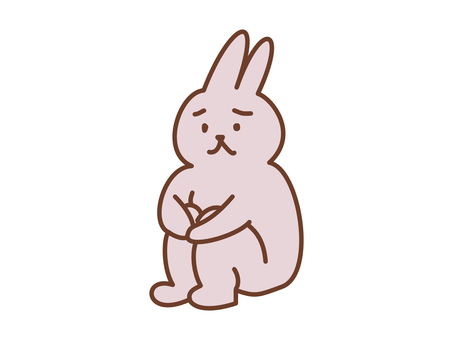 体育座り　しょんぼり　ウサギ