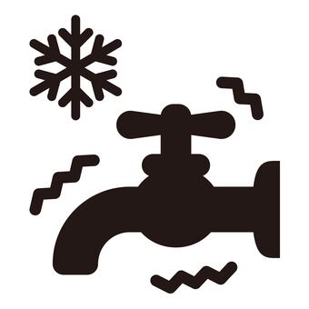 水道管が凍結するイメージアイコン 水道,水道管,凍結,凍る,冬,インフラ,トラブル,寒冷地,配管,アイコンのイラスト素材