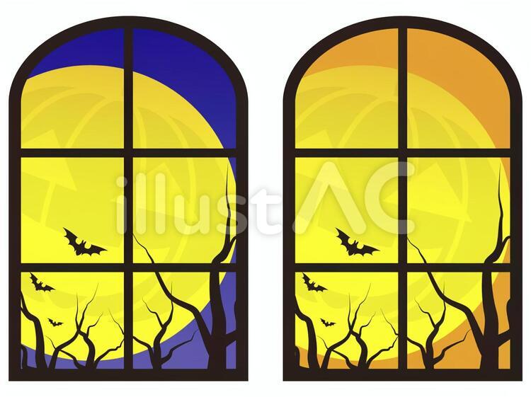 ハロウィン　不気味な窓の外　02 ハロウィン,ハロウィーン,halloweenのイラスト素材