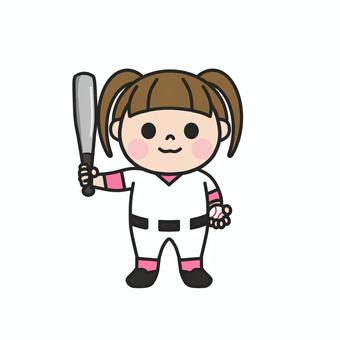野球のバットとボールを持った女の子2 野球,バット,ボール,ユニフォーム,試合,練習,スポーツ,チーム,打者,バッティングのイラスト素材