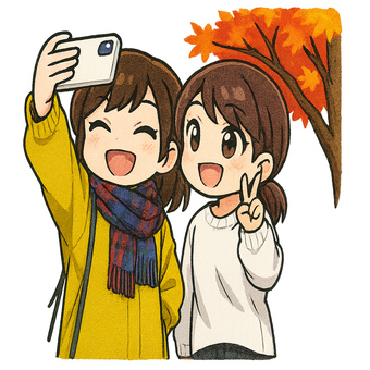 自撮りする女性２人