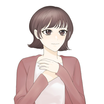 不安げなじょせい 差分 女性,女の子,ショートカット,不安,人物,キャラ,上目遣いのイラスト素材