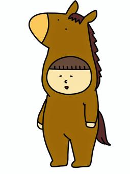馬の着ぐるみを着た人 馬の着ぐるみを着た人 うま,馬,着ぐるみ,人,手書きのイラスト素材