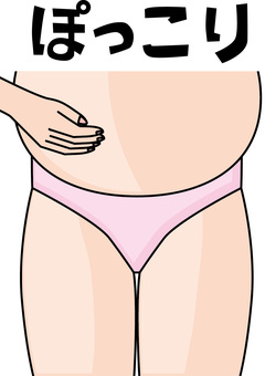 ぽっこりお腹 ぽっこり,お腹,肥満,太る,スタイル,ぽっちゃり,イメージ,手,女性,文字のイラスト素材