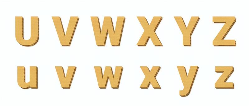 段ボール型のアルファベットのセット abc,段ボール,ダンボール,アルファベット,文字,テキスト,図画工作,手作り,作品,作るのイラスト素材