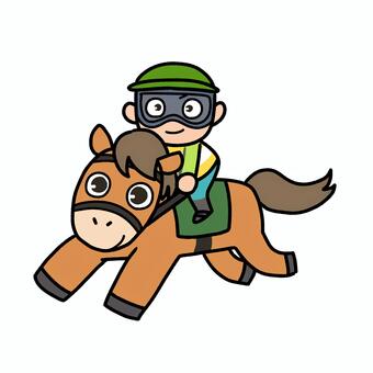 ジョッキーと馬 ジョッキー,馬,競馬,騎手,レース,スポーツ,サラブレッド,疾走,ユニフォーム,ヘルメットのイラスト素材