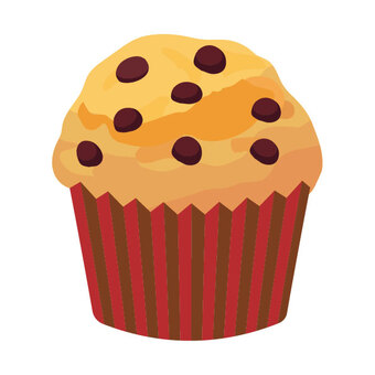 マフィンケーキ2 マフィン,カップケーキ,チョコチップ,ケーキ,焼き菓子,お菓子,おやつ,スイーツ,ティータイム,手作りのイラスト素材