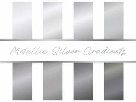 メタリックなグラデのスウォッチセット 銀 シルバー,銀色,メタリック,グラデーション,背景,光沢,輝き,素材,高級感,クールのイラスト素材