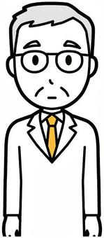  高齢男性医師(黄)-296-バスト ポカン,お爺さん,医師,男性,高齢,老人,白衣,先生,病院,医療のイラスト素材