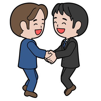 行動する人物 握手,ジャンプ,協力,成功,喜び,元気,チームワーク,挑戦,勝利,笑顔のイラスト素材