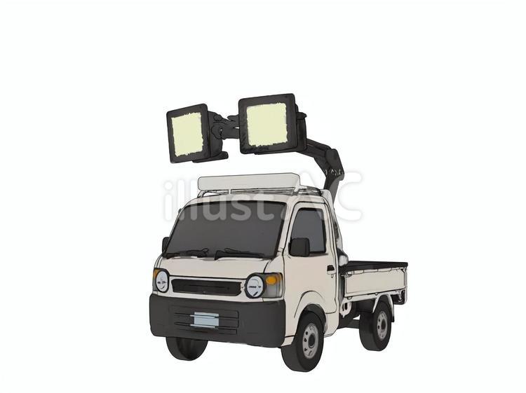 建設土木工事現場狭所夜間工事用小型投光車 投光車,建設,建設業のイラスト素材