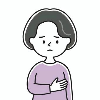 乳房痛 上半身 女性_顔白-影 GBW 女性,ミセス,乳房,乳腺症,線維腺腫,しこり,乳がん,セルフチェック,ピンクリボン,乳腺のイラスト素材