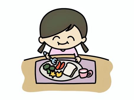 朝ごはんを食べる子ども 朝ごはん,食事,子ども,幼児,食育,生活習慣,朝,ルーティン,食卓,育児イラストのイラスト素材