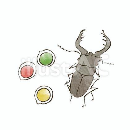 ノコギリクワガタとゼリーのイラスト