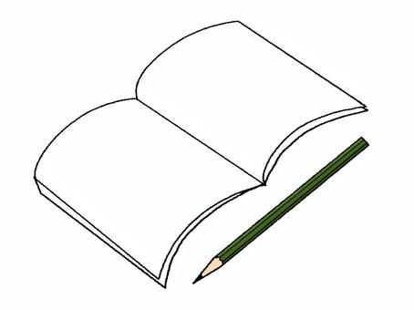 ノート ノート,本,紙,用紙,空欄,鉛筆,お知らせ用,宣伝用,pop調,手描きのイラスト素材