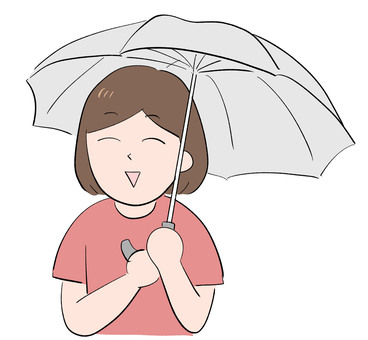 A smiling woman holding an umbrella, , JPG, PNG and AI