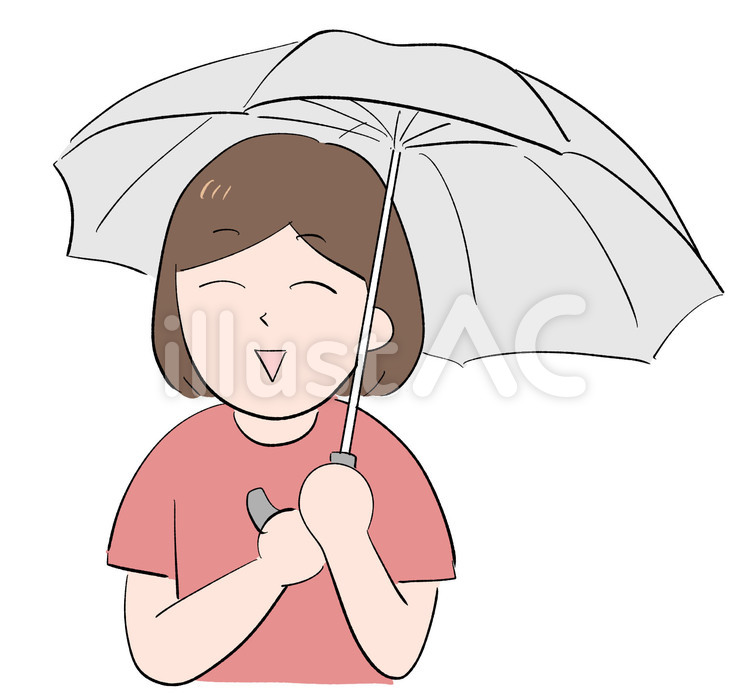 傘を差している笑顔の女性 女性,傘,ビニール傘のイラスト素材