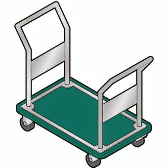 両袖台車(緑) 台車,キャスター,運搬具,荷物,アイソメ,ベクターのイラスト素材