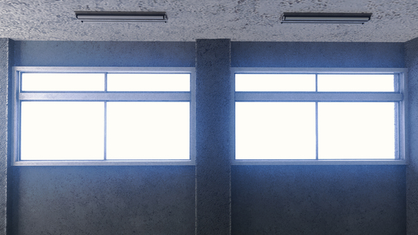 学校の階段　白い窓枠の記憶 階段,光,3d,cg,静寂,学校,小学校,中学校,廊下,午後のイラスト素材